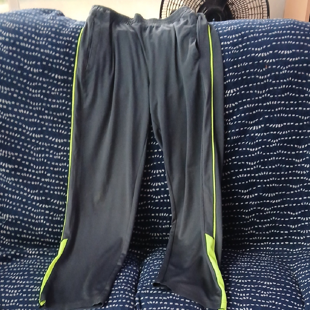 Gray Track Pants with Neon Accents